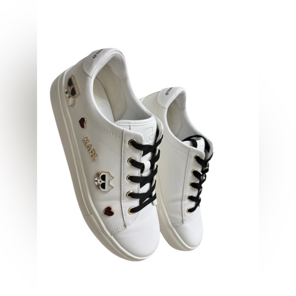 Karl White Sneakers with Heart and Sunglasses Accents - Picture 3 of 10